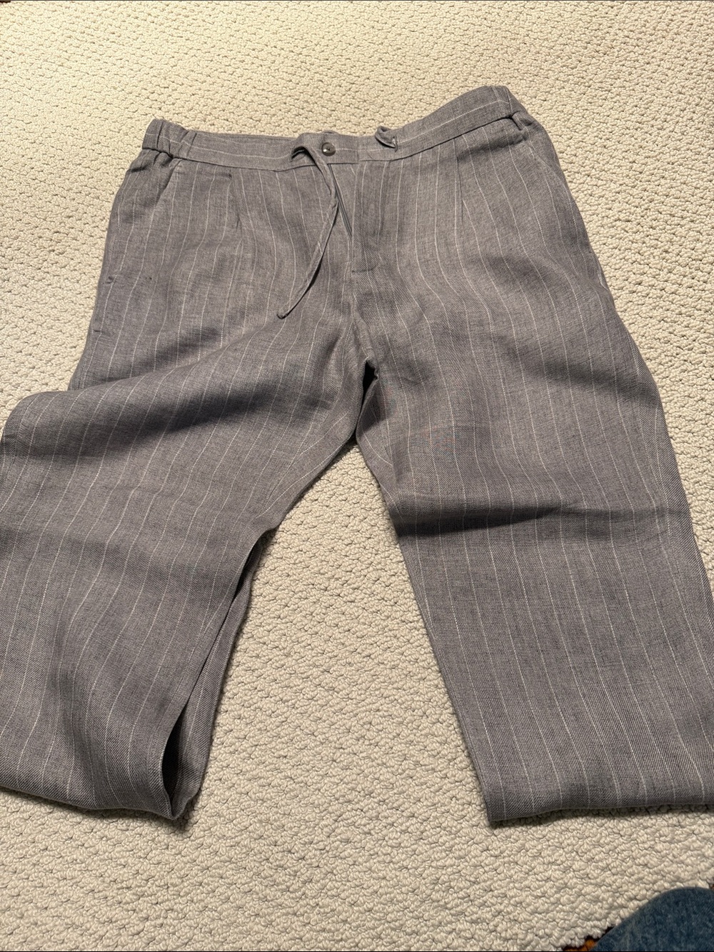 Suitsupply Gray Pinstripe Drawstring Trousers